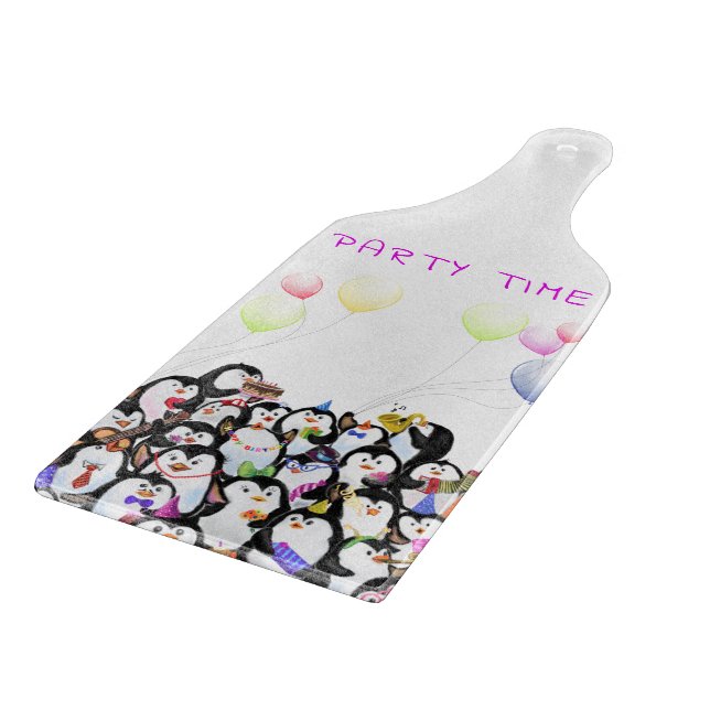 Christmas Cutting Board Happy Penguins Party (Corner)
