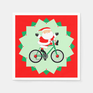Christmas Cyclist Holiday Biking Party Napkins