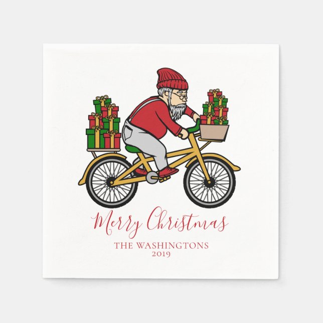 Christmas Cyclist  Napkins (Front)