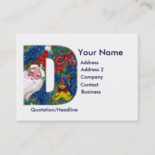 CHRISTMAS D LETTER  SANTA CLAUS WITH RED RIBBON BUSINESS CARD