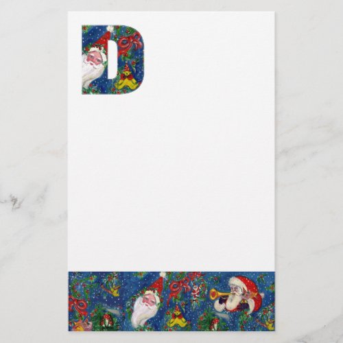 CHRISTMAS D LETTER  SANTA CLAUS WITH RED RIBBON STATIONERY