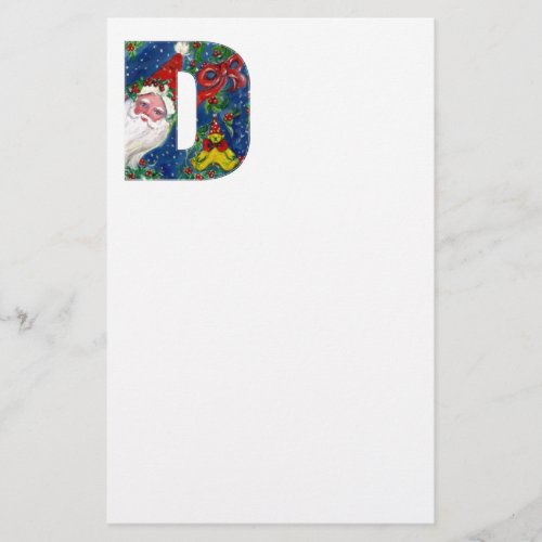 CHRISTMAS D LETTER  SANTA CLAUS WITH RED RIBBON STATIONERY