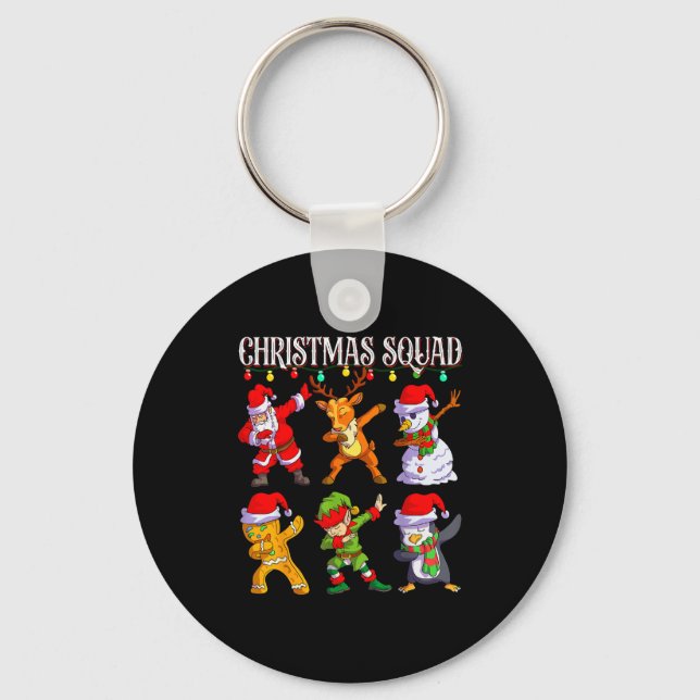 Christmas Dab Santa Friends Matching Family Christ Keychain (Front)