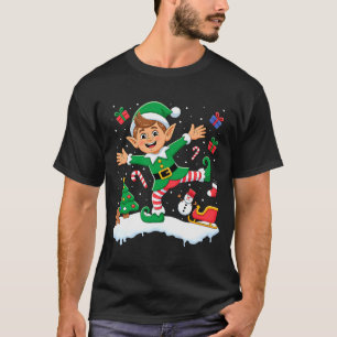 Christmas Dabbing Elf Tree Lights Boys Kids Dab Xm T-Shirt