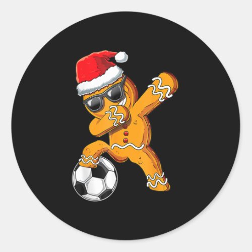 Christmas Dabbing Gingerbread Man Dab Soccer Footb Classic Round Sticker