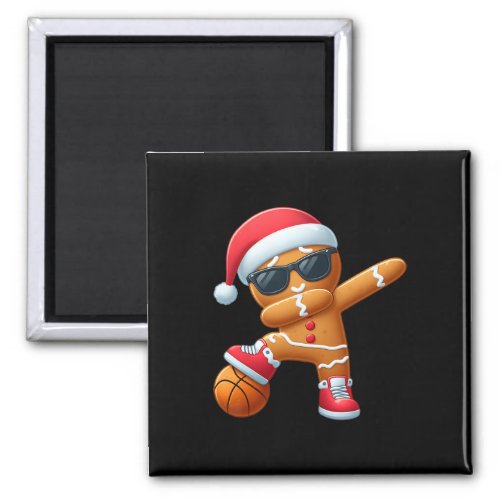 Christmas Dabbing Gingerbread Santa Hat Basketball Magnet