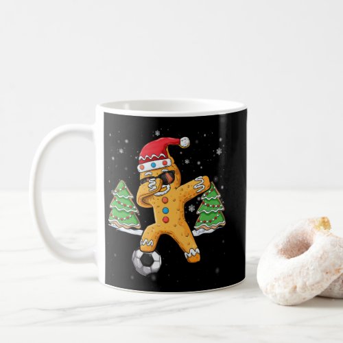 Christmas Dabbing Gingerbread Soccer Sport Santa Coffee Mug