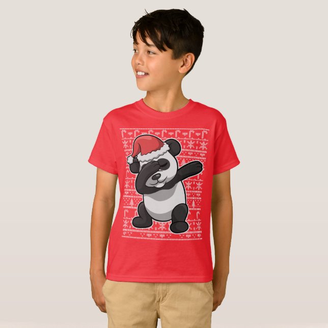Christmas Dabbing Panda Bear Dab T-Shirt (Front Full)