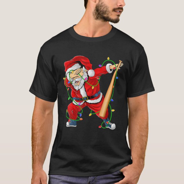 Christmas Dabbing Santa Claus Baseball Softball Xm T-Shirt (Front)