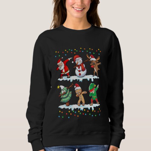 Christmas Dabbing Santa Claus Elf Snowman Boys Kid Sweatshirt