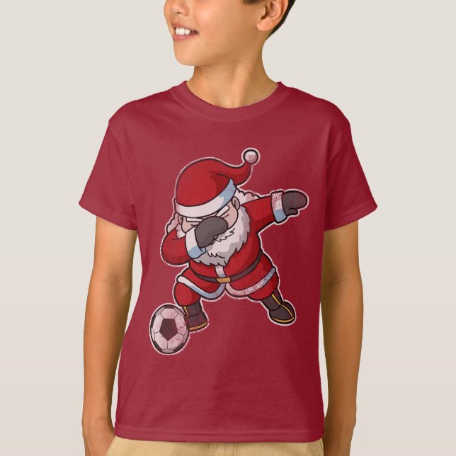 Christmas Dabbing Santa Claus Soccer T-Shirt (Front)