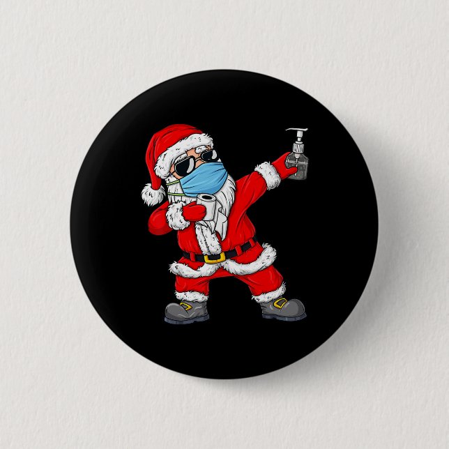 Christmas Dabbing Santa Claus Xmas Fun Boys Kids T Button (Front)