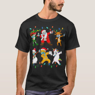 Christmas Dabbing Santa Elf Friends Face Mask Boys T-Shirt
