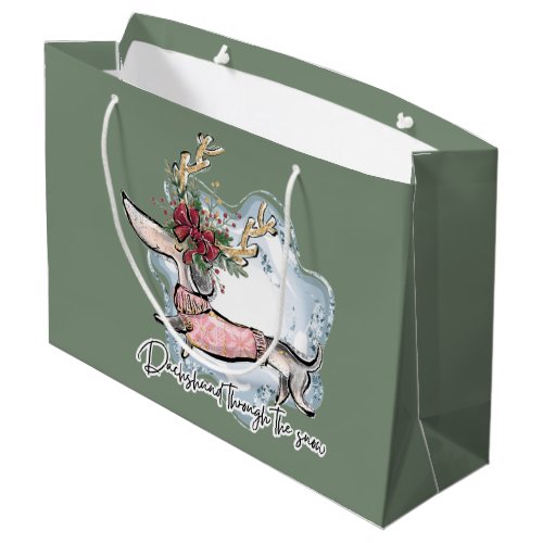 Christmas Dachschund Through The Snow Festive Dog Large Gift Bag