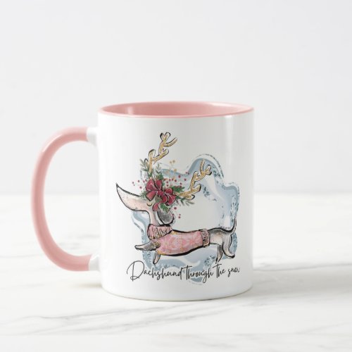 Christmas Dachschund Through The Snow Festive Dog Mug