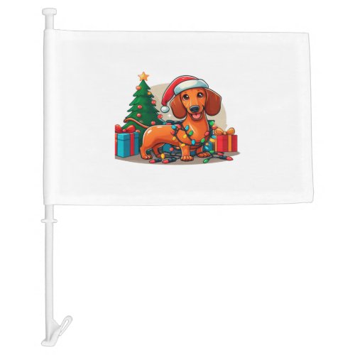 Christmas Dachshund  2 Car Flag