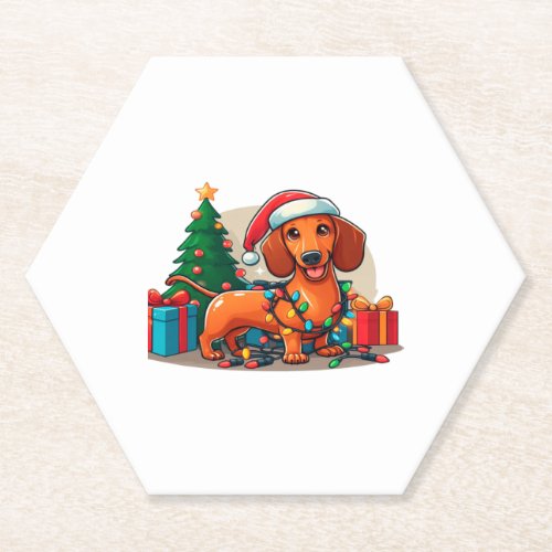 Christmas Dachshund  2 Paper Coaster