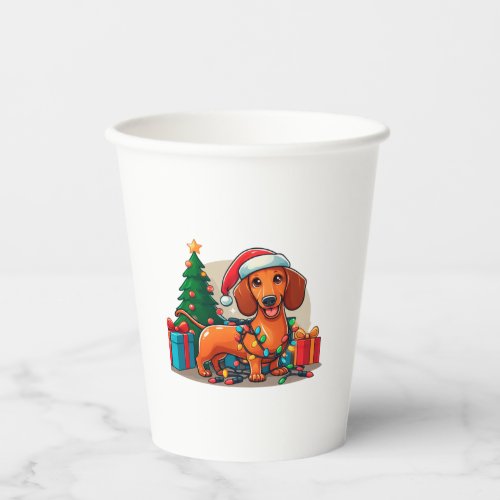 Christmas Dachshund  2 Paper Cups