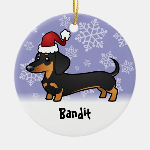 Christmas Dachshund add your pets name Ceramic Ornament