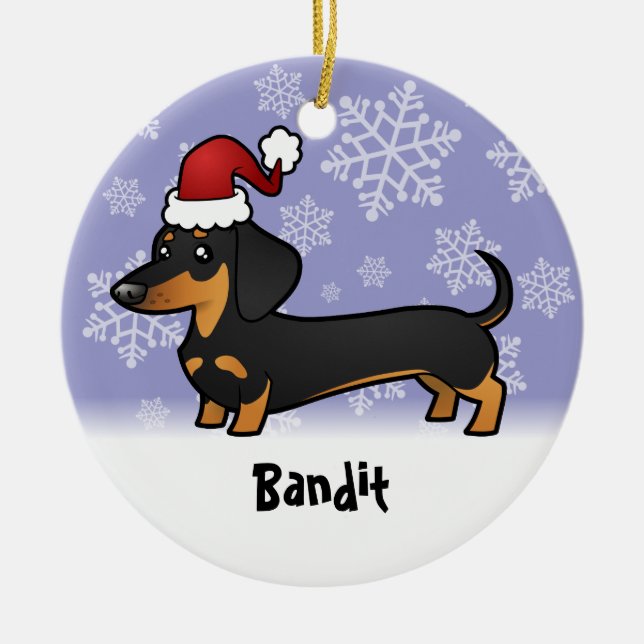 Christmas Dachshund (add your pets name) Ceramic Ornament (Front)