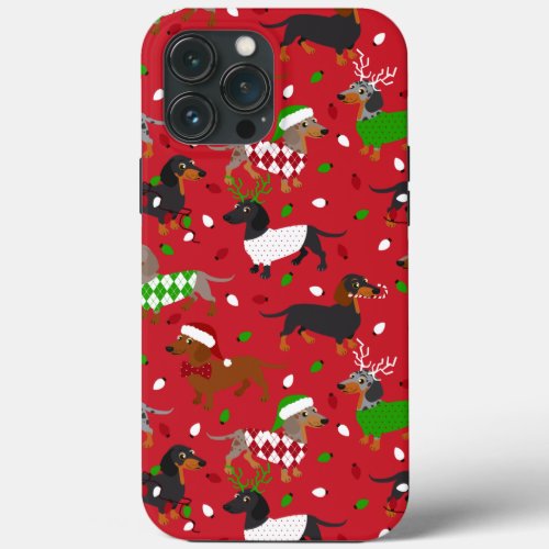 Christmas Dachshund All Coats iPhone 13 Pro Max Case