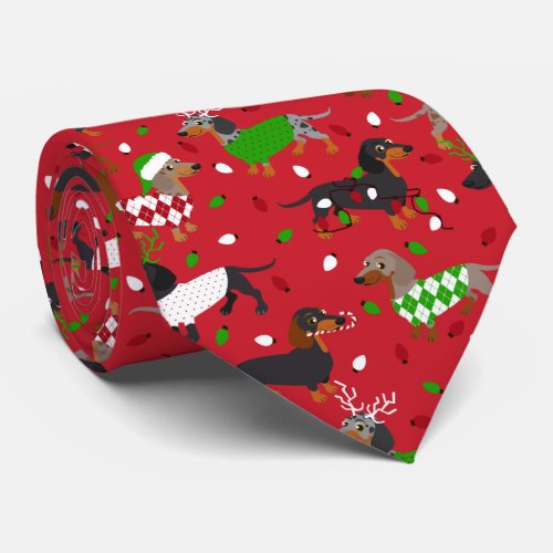 Christmas Dachshund All Coats Neck Tie