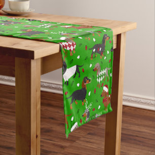 Christmas Dachshund All Coats Short Table Runner