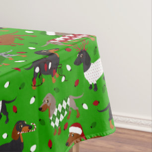 Christmas Dachshund All Coats Tablecloth