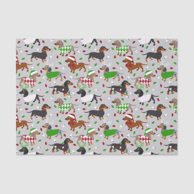 Christmas Dachshund All Coats Tissue Paper (Front)