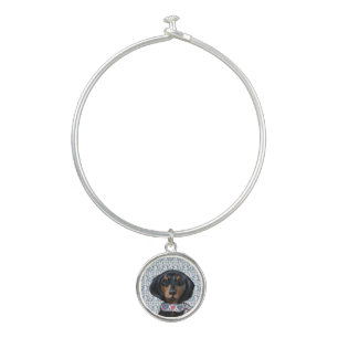 Christmas Dachshund Art     Bangle Bracelet