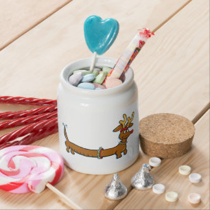 Christmas Dachshund Candy Jar
