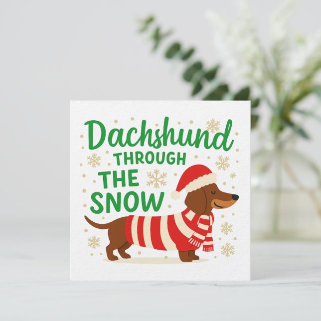Christmas Dachshund Card/Invitation Invitation (Standing Front)