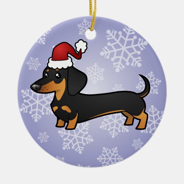 Christmas Dachshund Ceramic Ornament (Front)