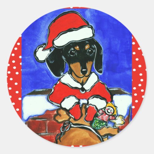 Christmas Dachshund Classic Round Sticker