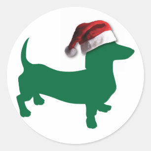 Christmas Dachshund Classic Round Sticker