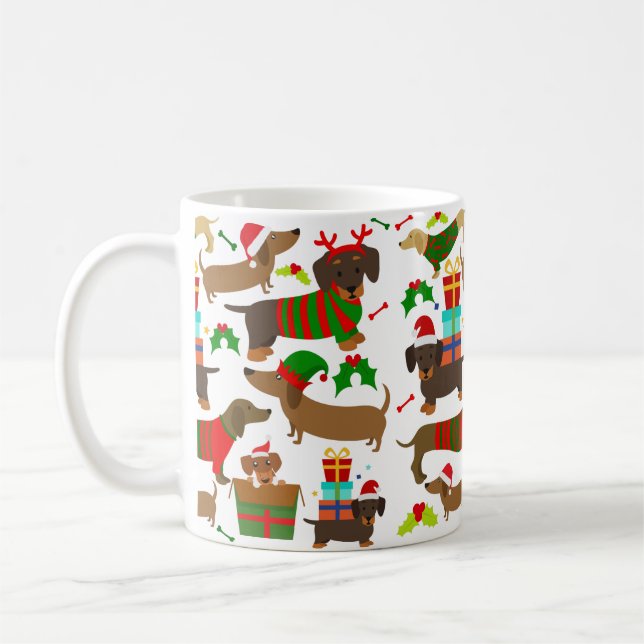 Christmas Dachshund Coffee Mug (Left)