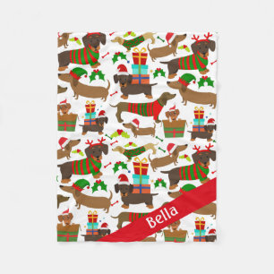 Christmas Dachshund Cute Dog Pet Fleece Blanket