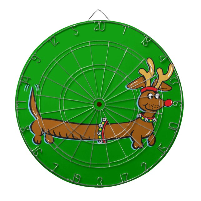 Christmas Dachshund Dartboard With Darts (Front)