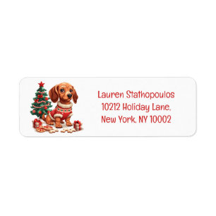 Christmas Dachshund Dog Holiday Cookies Label