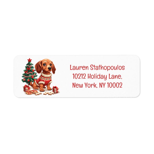 Christmas Dachshund Dog Holiday Cookies Label (Front)