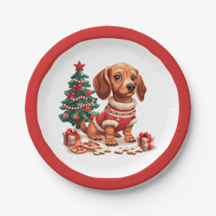 Christmas Dachshund Dog Holiday Cookies Paper Plates