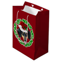 Christmas Dachshund dog medium Gift Bag