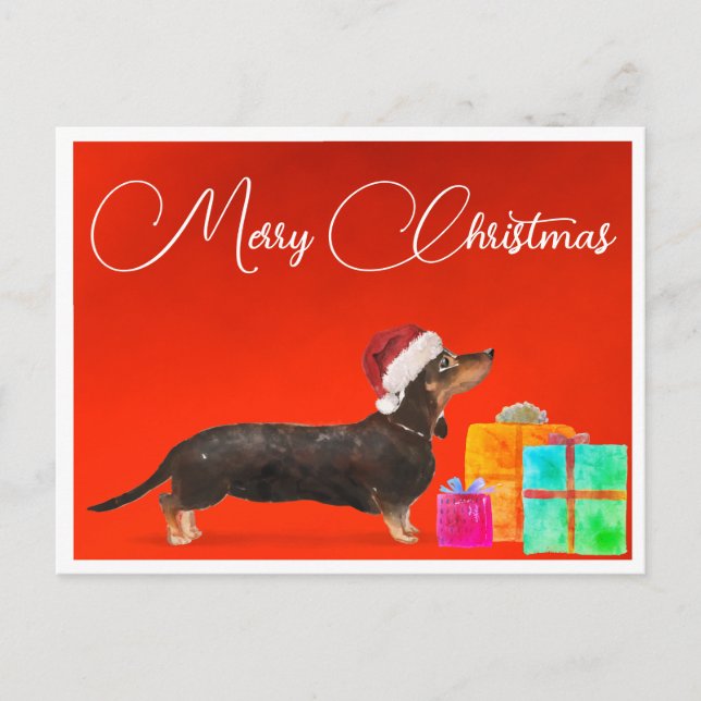 Christmas Dachshund Dog Merry Christmas  Postcard (Front)