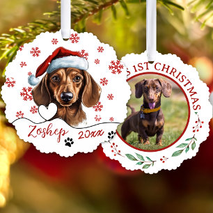 Christmas Dachshund Dog Personalized Ornament Card