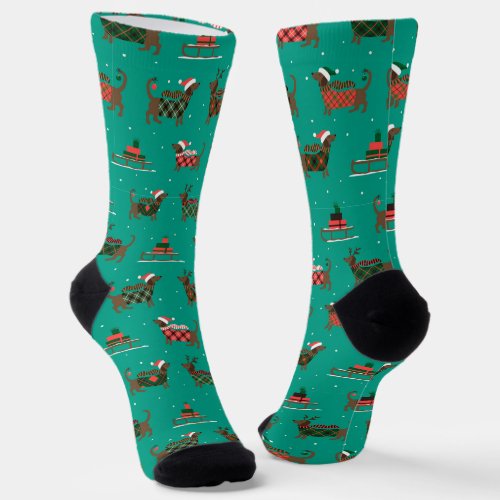Christmas Dachshund Dog Socks