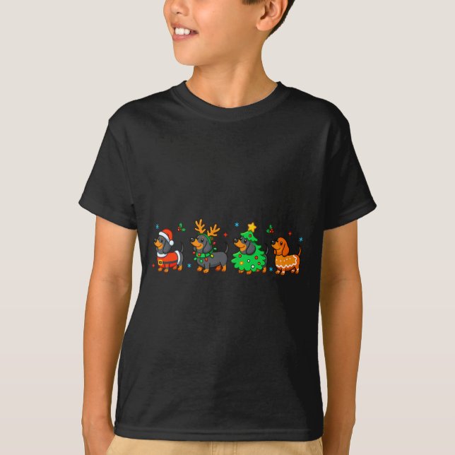 Christmas Dachshund Dog Weenie Merry Woofmas Dog M T-Shirt (Front)