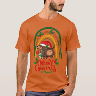 Christmas Dachshund dog wishes Merry Christmas gir T-Shirt