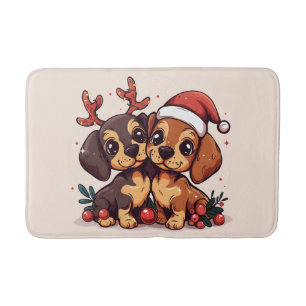 Christmas Dachshund Dogs Bath Mat
