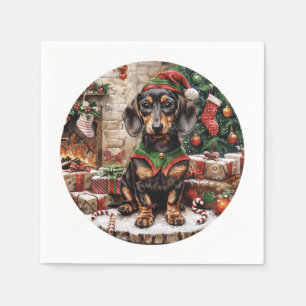 Christmas Dachshund Dogs Elf Napkins