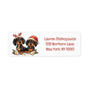 Christmas Dachshund Dogs Label